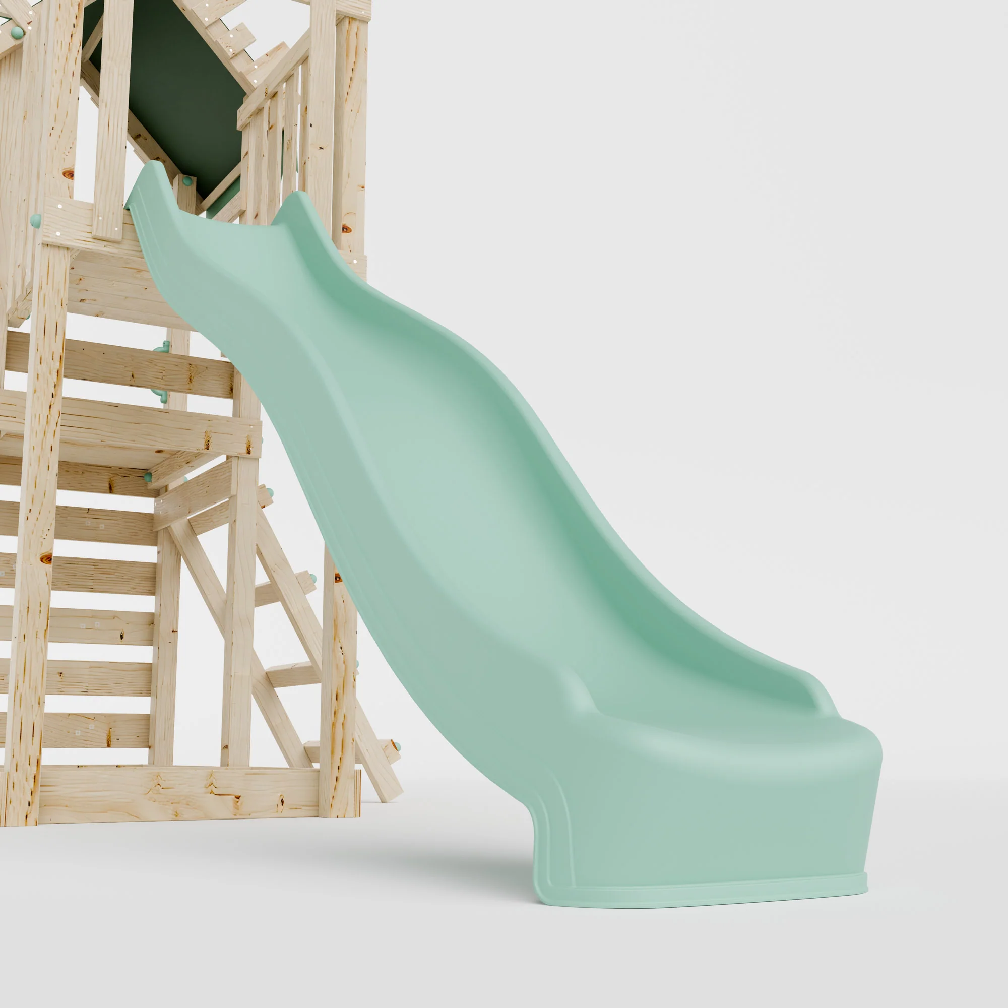 Climbing Frame with Double Swing Extended Height Platform & Climbing Wall & 2.65m Slide - Enchanted Grove Watchtower III - Image 9