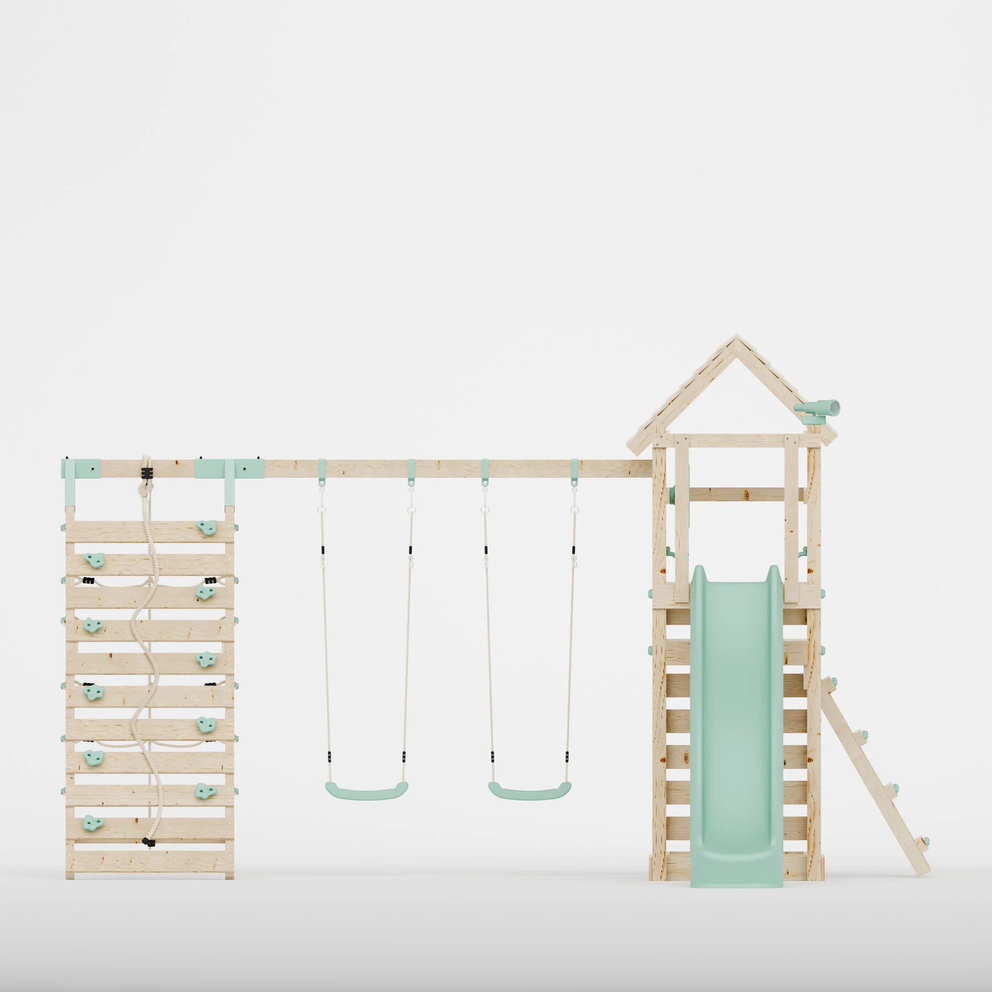 Climbing Frame with Double Swing Extended Height Platform & 2.65m Slide & Climbing Wall - Bramblewick Forest Watchtower III - Image 3