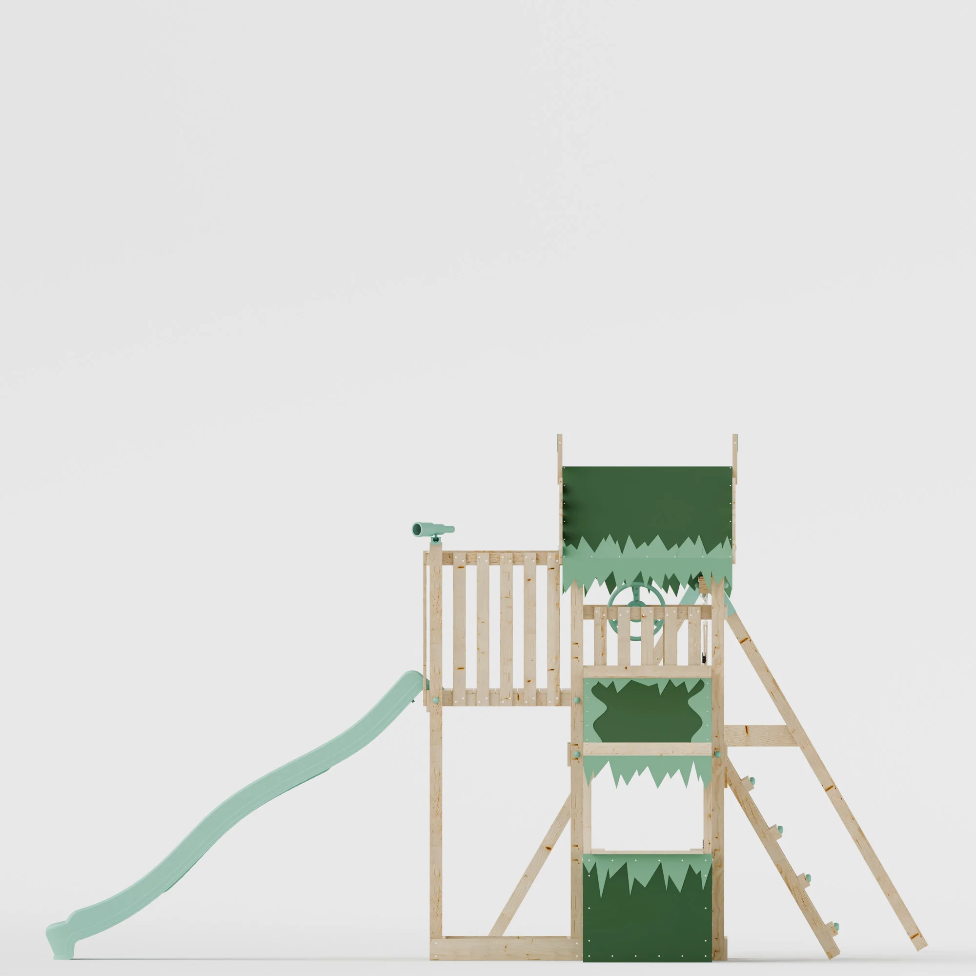Climbing Frame with Double Swing Extended Height Platform & 2.65m Slide & Shop - Enchanted Grove Watchtower IX - Image 5