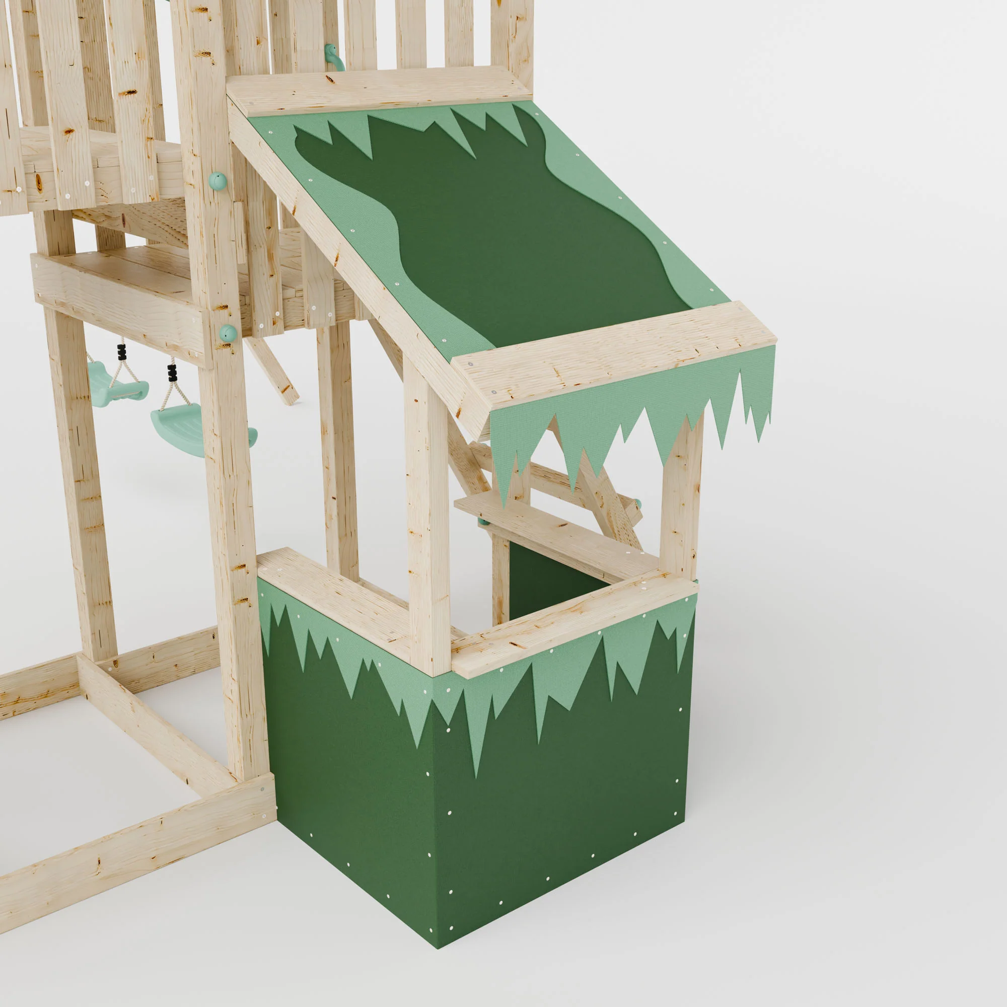 Climbing Frame with Double Swing Extended Height Platform & 2.65m Slide & Shop - Enchanted Grove Watchtower IX - Image 8