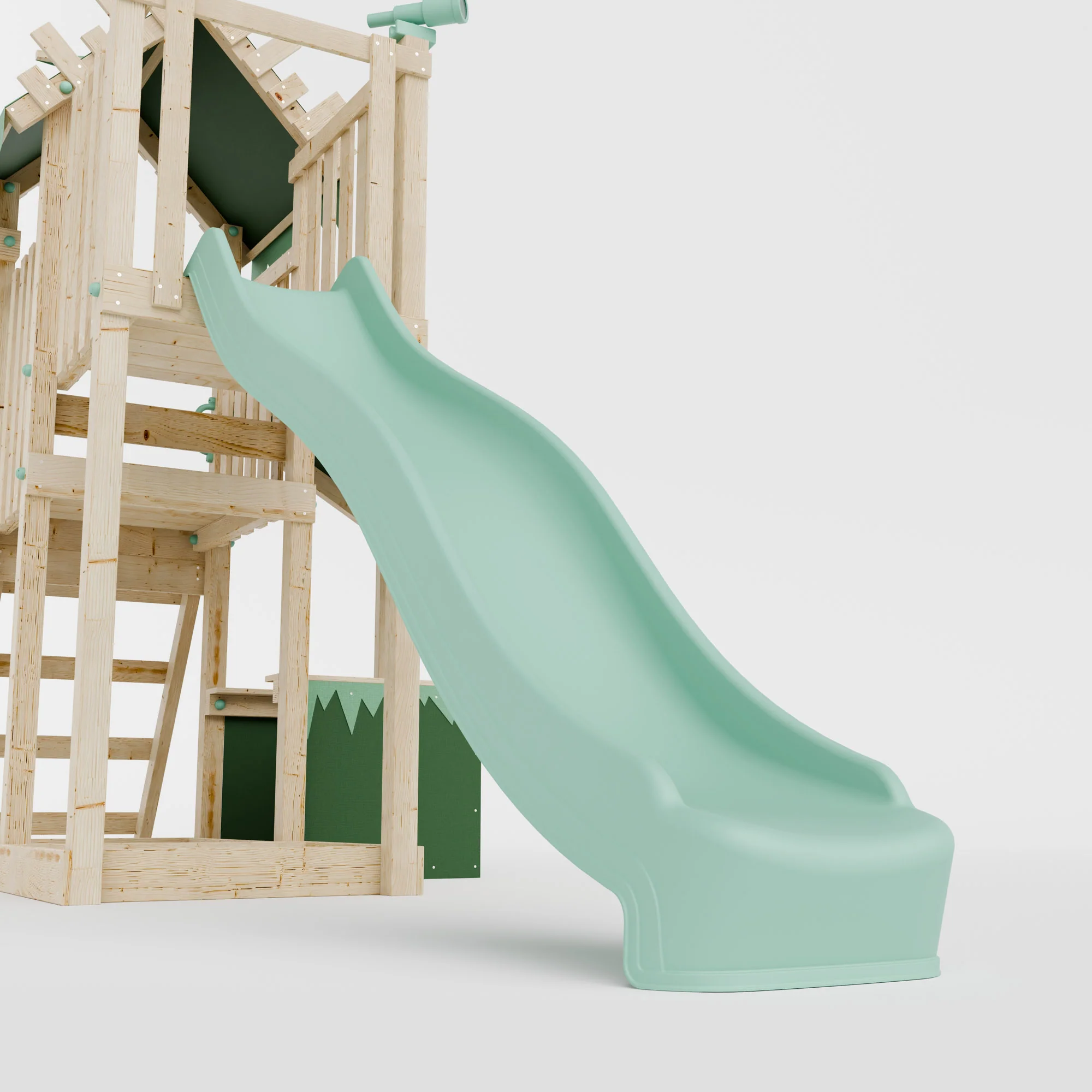 Climbing Frame with Double Swing Extended Height Platform & 2.65m Slide & Shop - Enchanted Grove Watchtower IX - Image 9