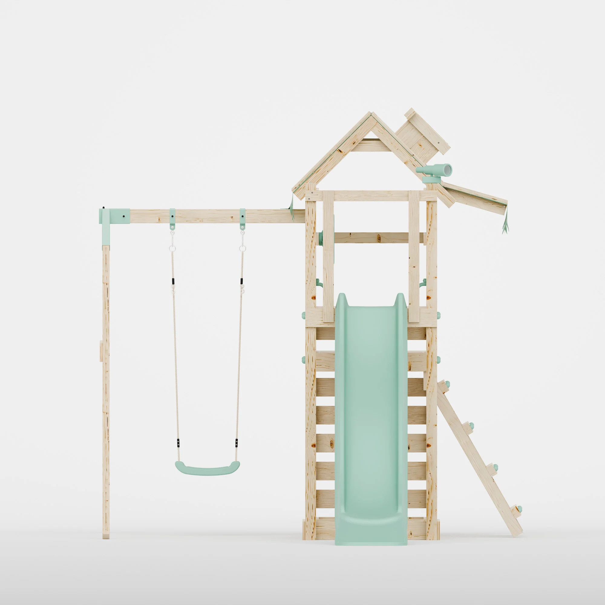 Climbing Frame with Single Swing Extended Height Platform & 2.65m Slide - Eldertree Forest Watchtower I - Image 3