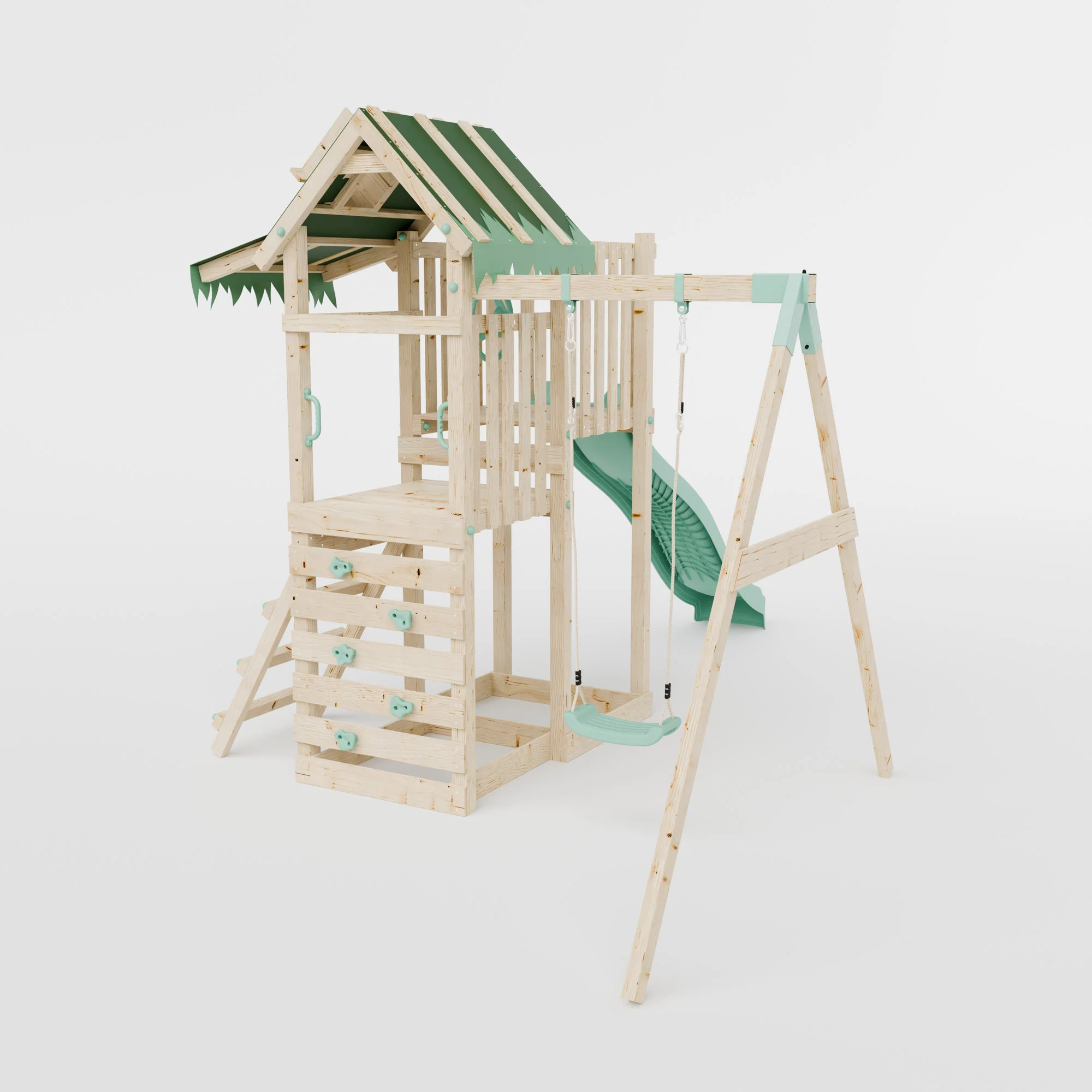 Climbing Frame with Single Swing Extended Height Platform & 2.65m Slide - Eldertree Forest Watchtower I - Image 4