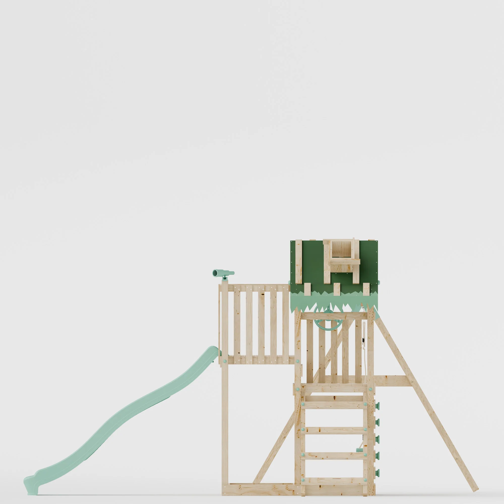 Climbing Frame with Single Swing Extended Height Platform & 2.65m Slide - Eldertree Forest Watchtower I - Image 5
