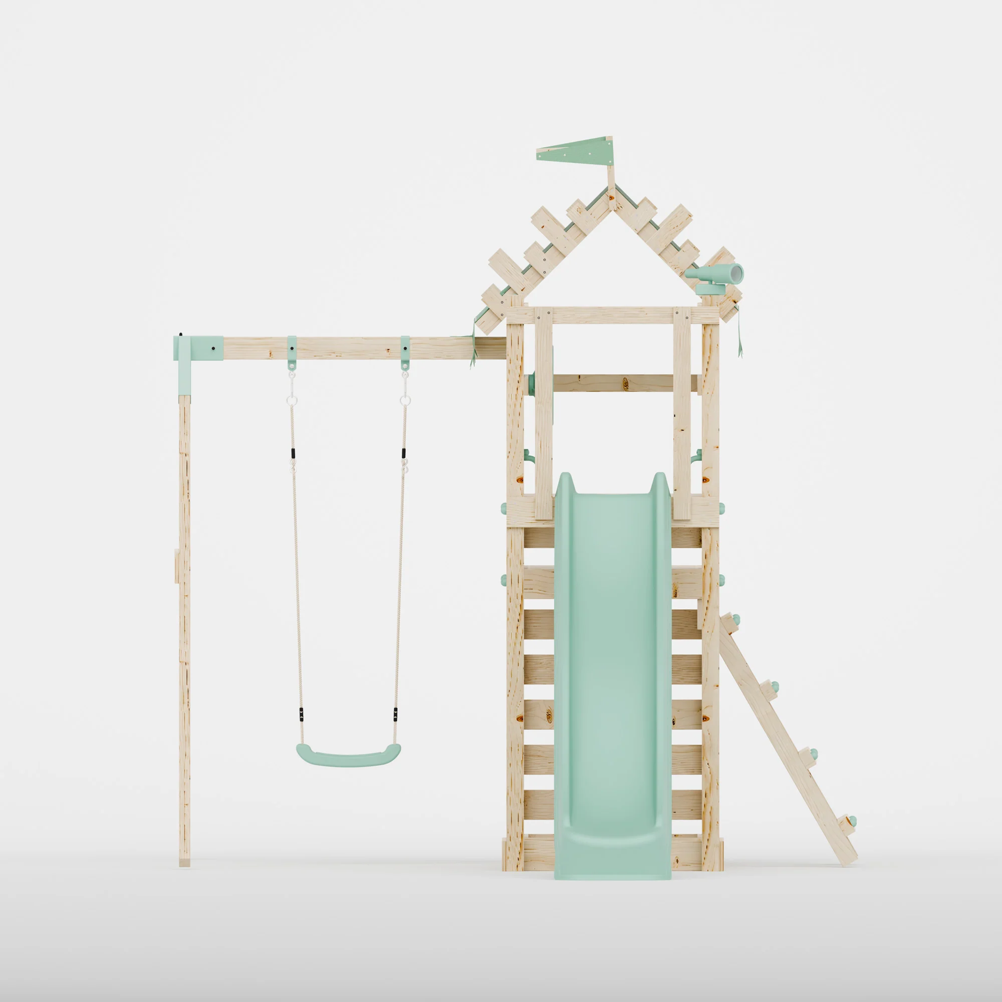 Climbing Frame with Single Swing Extended Height Platform & 2.65m Slide - Enchanted Grove Watchtower I - Image 3