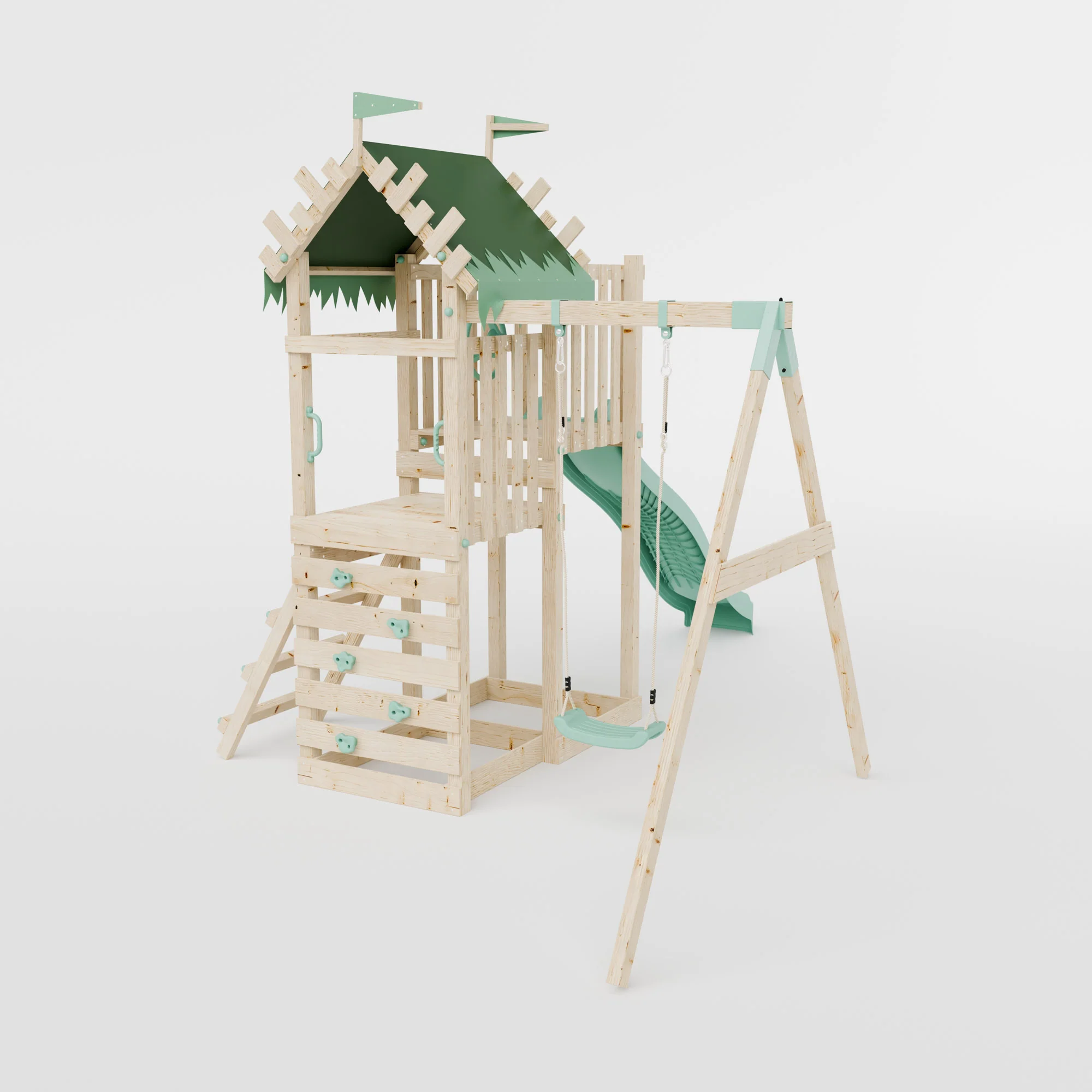 Climbing Frame with Single Swing Extended Height Platform & 2.65m Slide - Enchanted Grove Watchtower I - Image 4