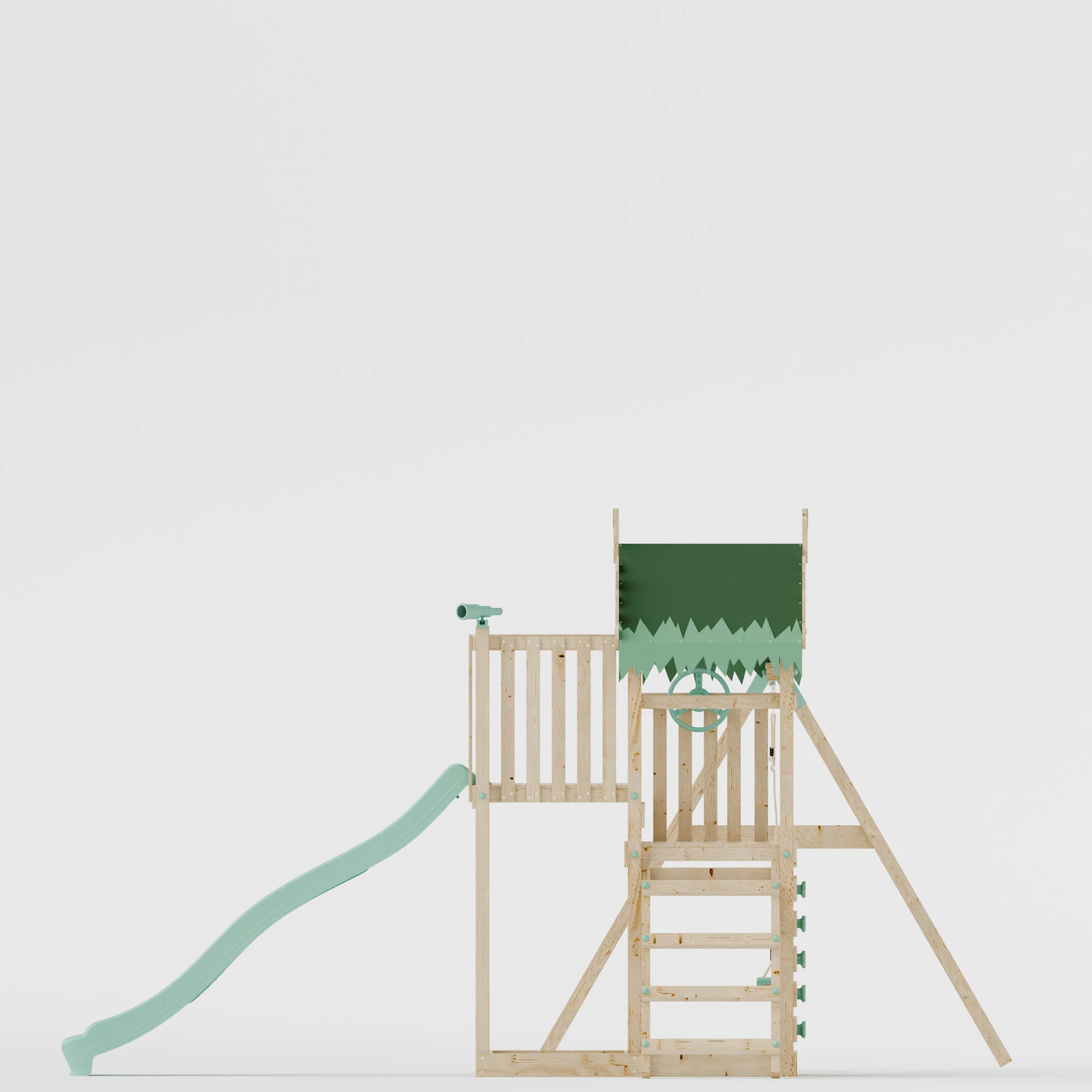 Climbing Frame with Single Swing Extended Height Platform & 2.65m Slide - Enchanted Grove Watchtower I - Image 5
