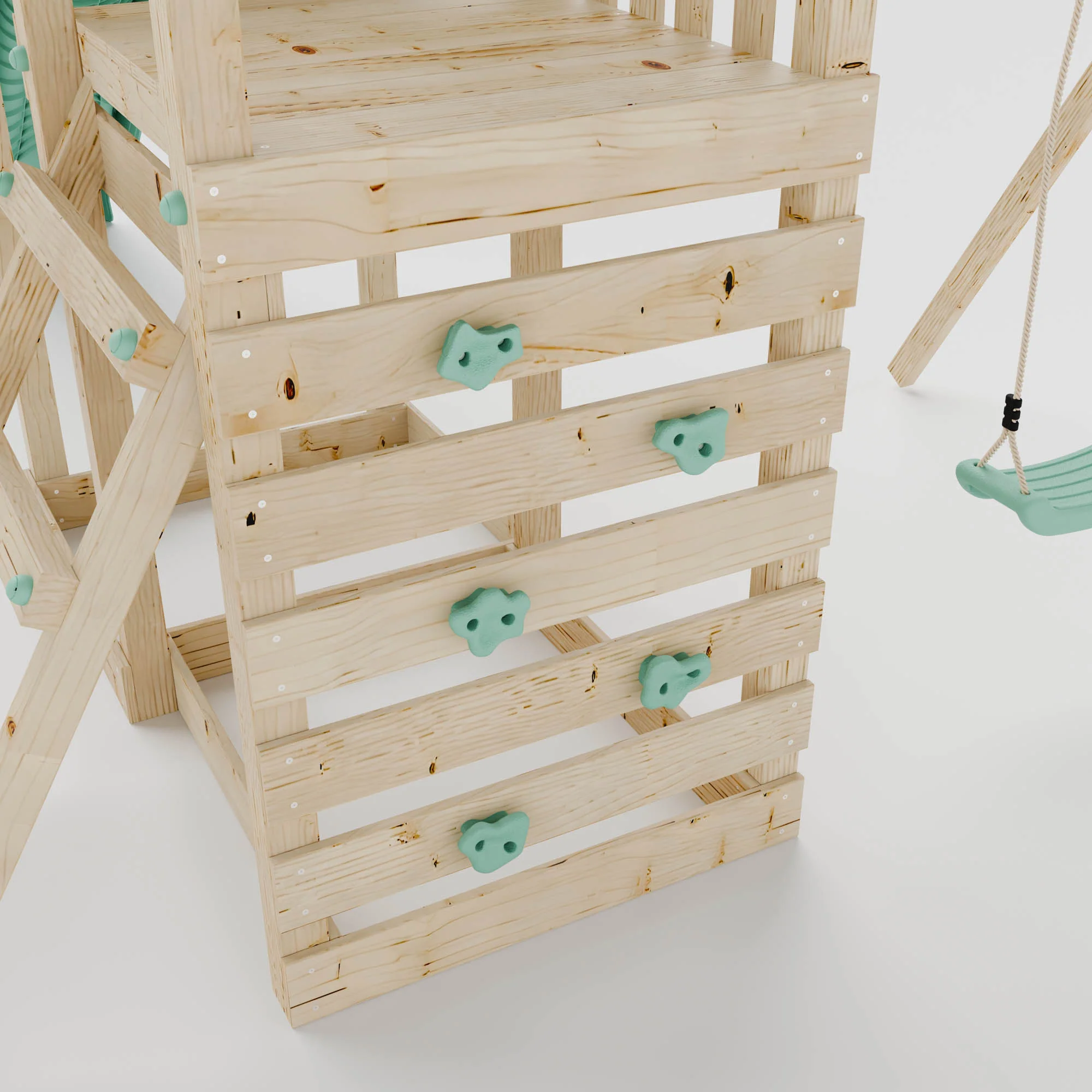 Climbing Frame with Single Swing Extended Height Platform & 2.65m Slide - Enchanted Grove Watchtower I - Image 9