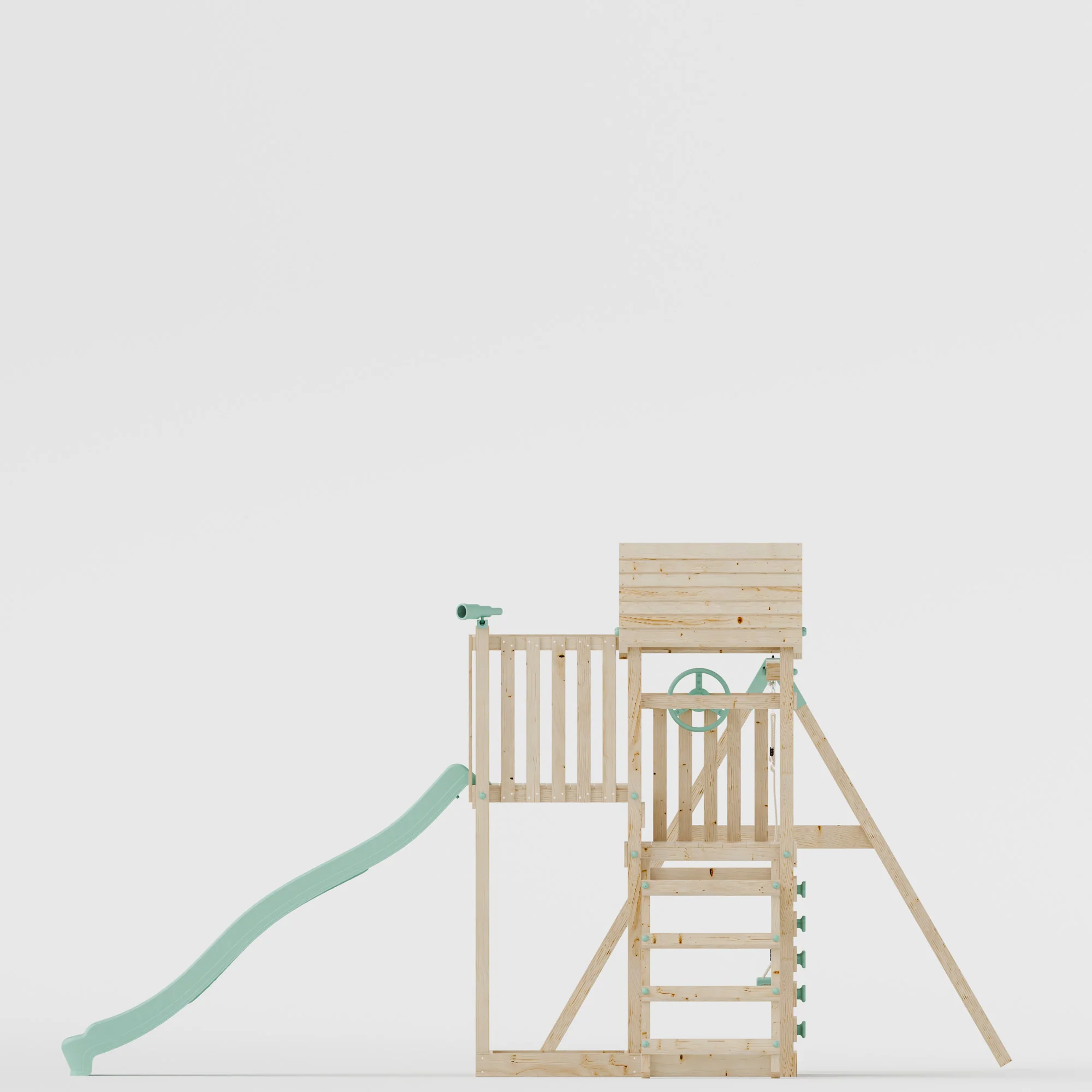 Climbing Frame with Single Swing Extended Height Platform & 2.65m Slide - Bramblewick Forest Watchtower I - Image 5