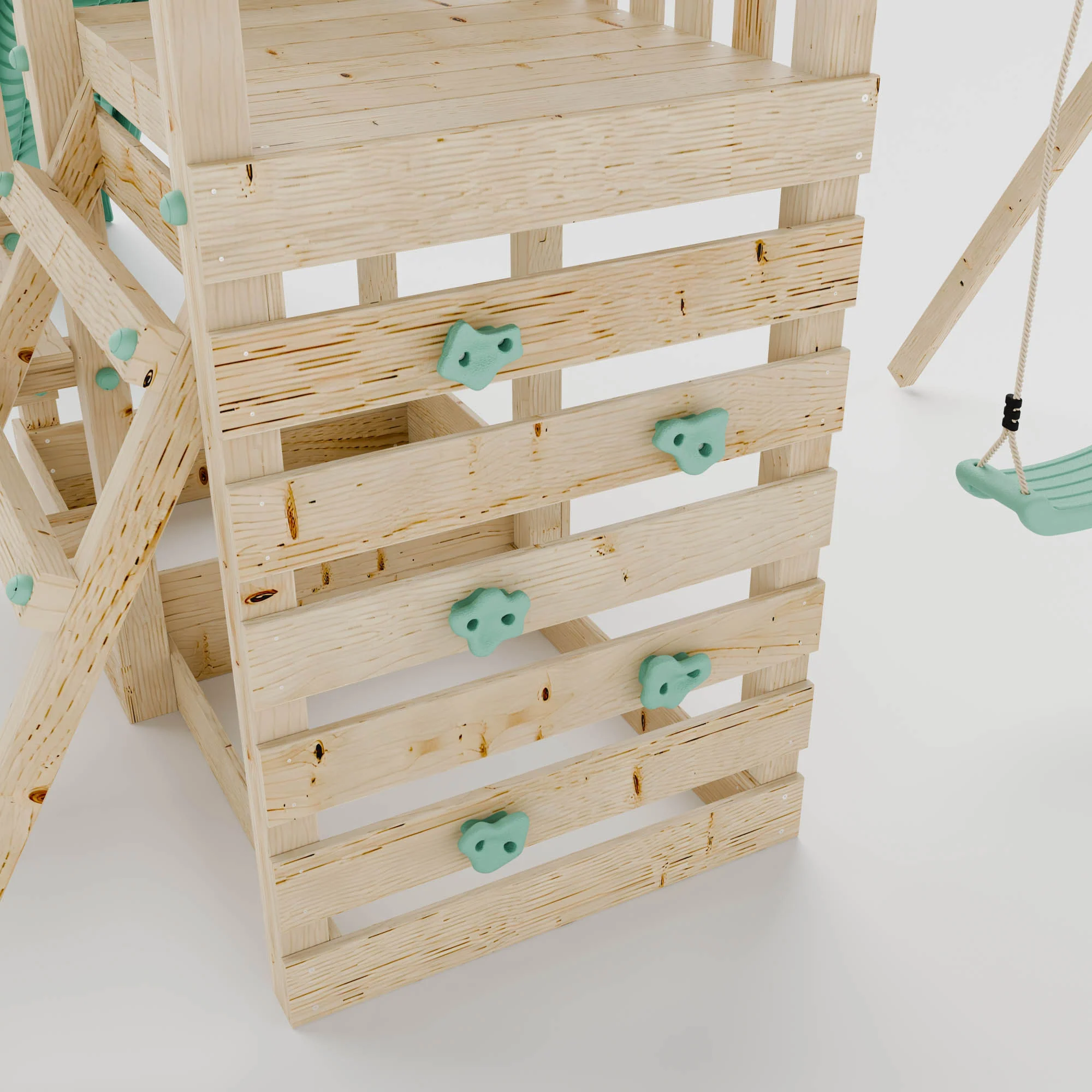 Climbing Frame with Single Swing Extended Height Platform & 2.65m Slide & Picnic Table - Bramblewick Forest Watchtower IV - Image 10