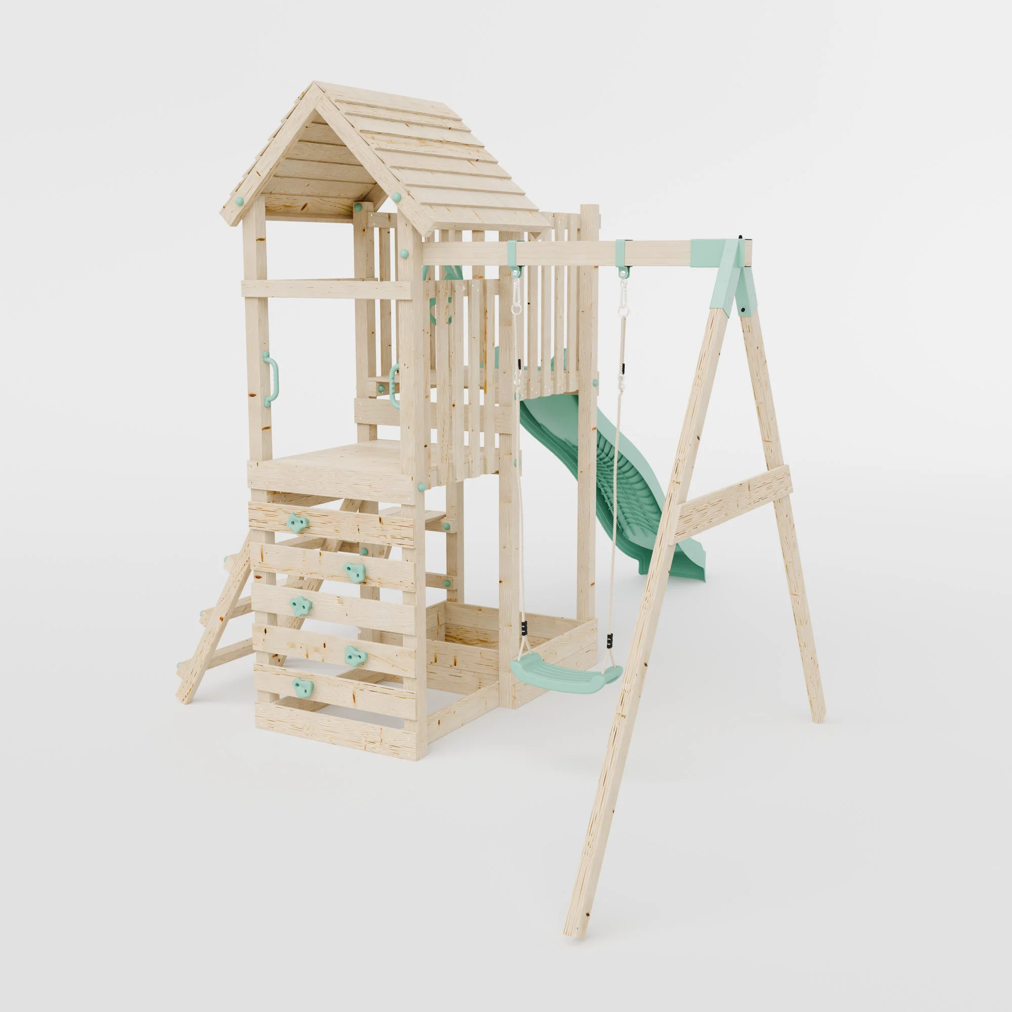 Climbing Frame with Single Swing Extended Height Platform & 2.65m Slide & Picnic Table - Bramblewick Forest Watchtower IV - Image 4