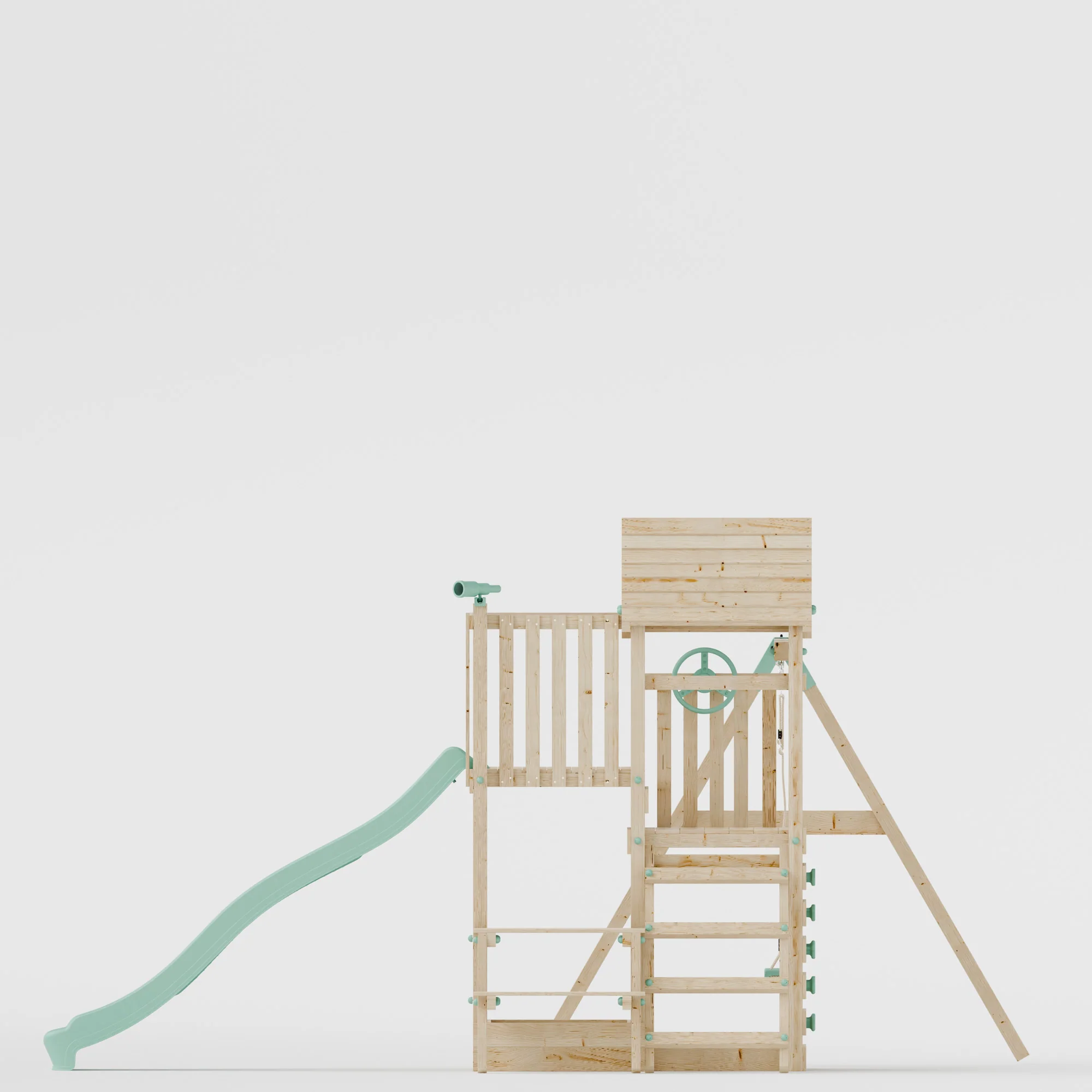 Climbing Frame with Single Swing Extended Height Platform & 2.65m Slide & Picnic Table - Bramblewick Forest Watchtower IV - Image 5