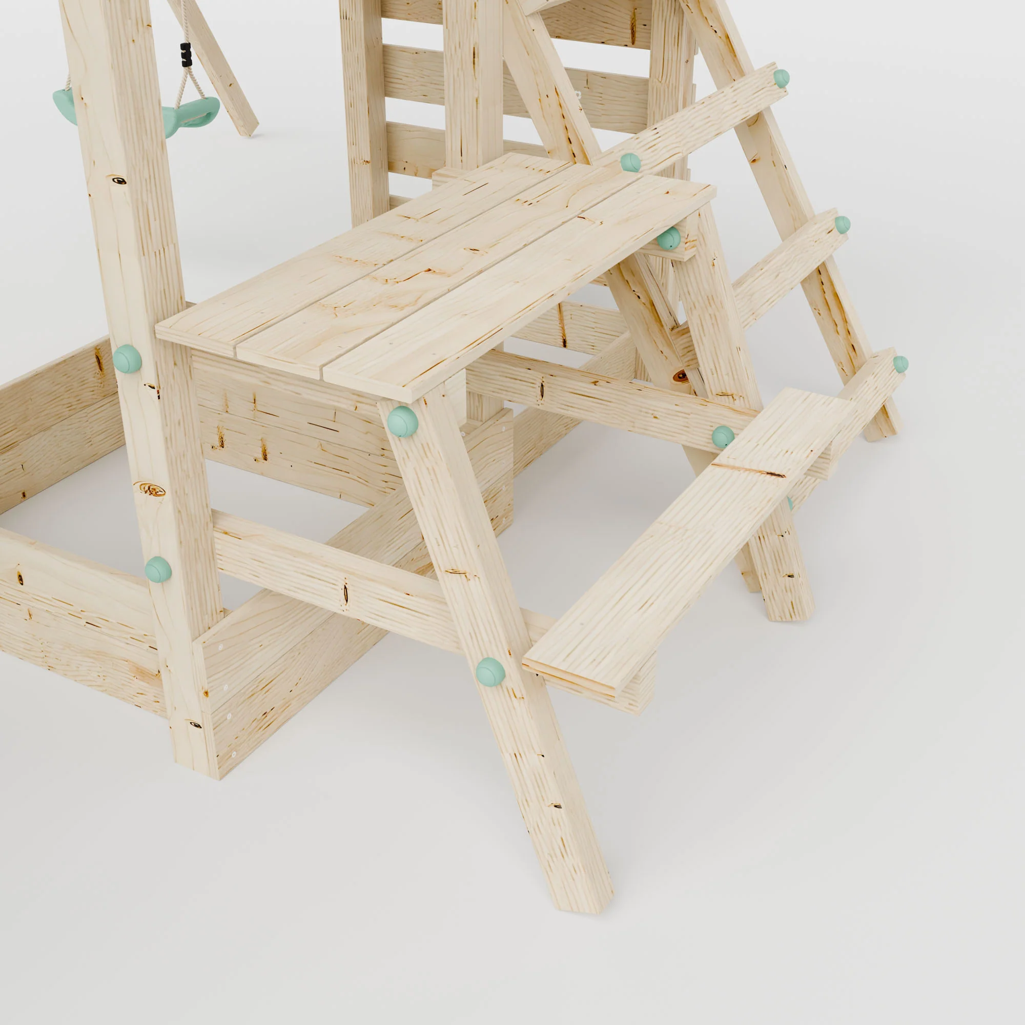 Climbing Frame with Single Swing Extended Height Platform & 2.65m Slide & Picnic Table - Bramblewick Forest Watchtower IV - Image 8