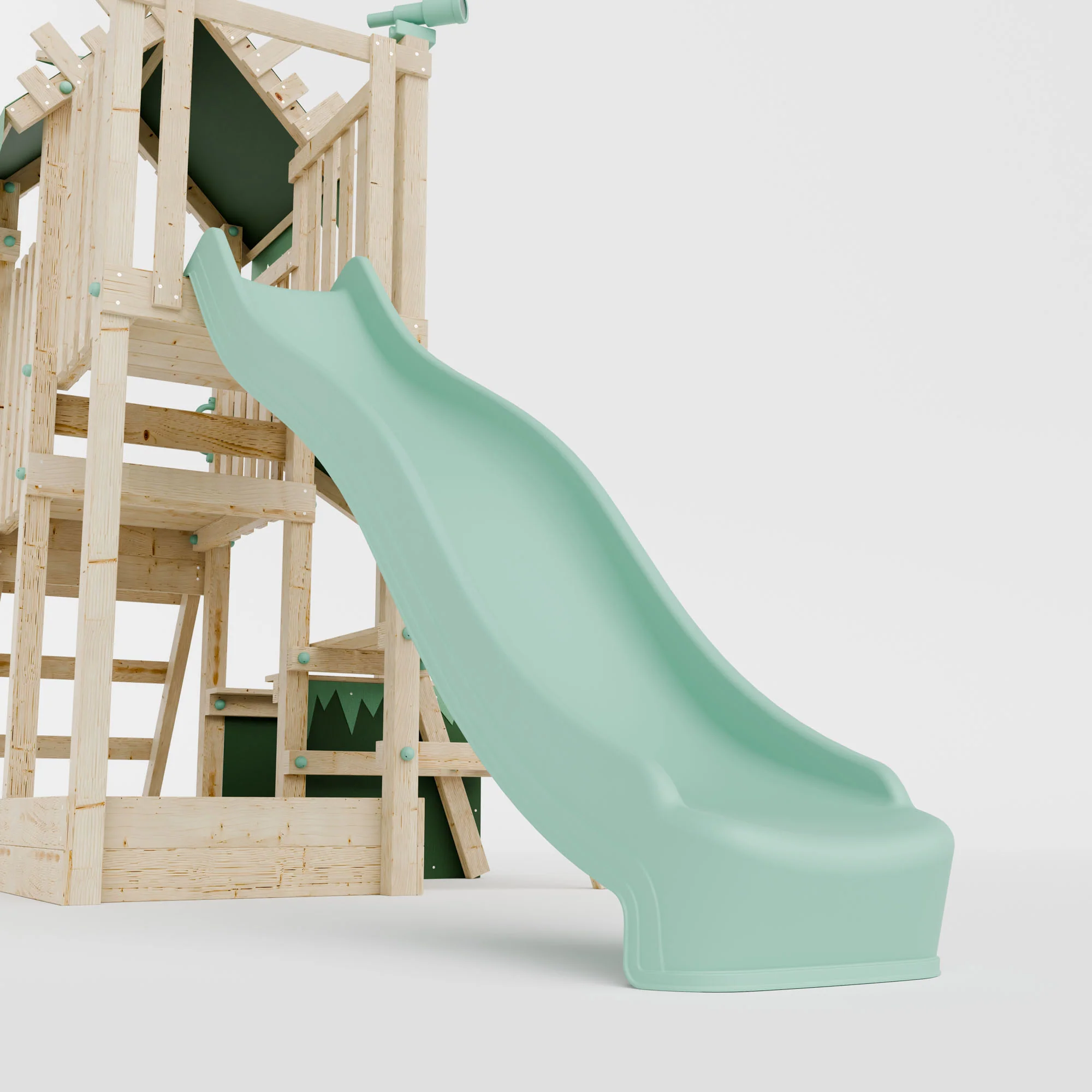 Climbing Frame with Single Swing Extended Height Platform & 2.65m Slide & Shop & Picnic Table - Enchanted Grove Watchtower X - Image 10