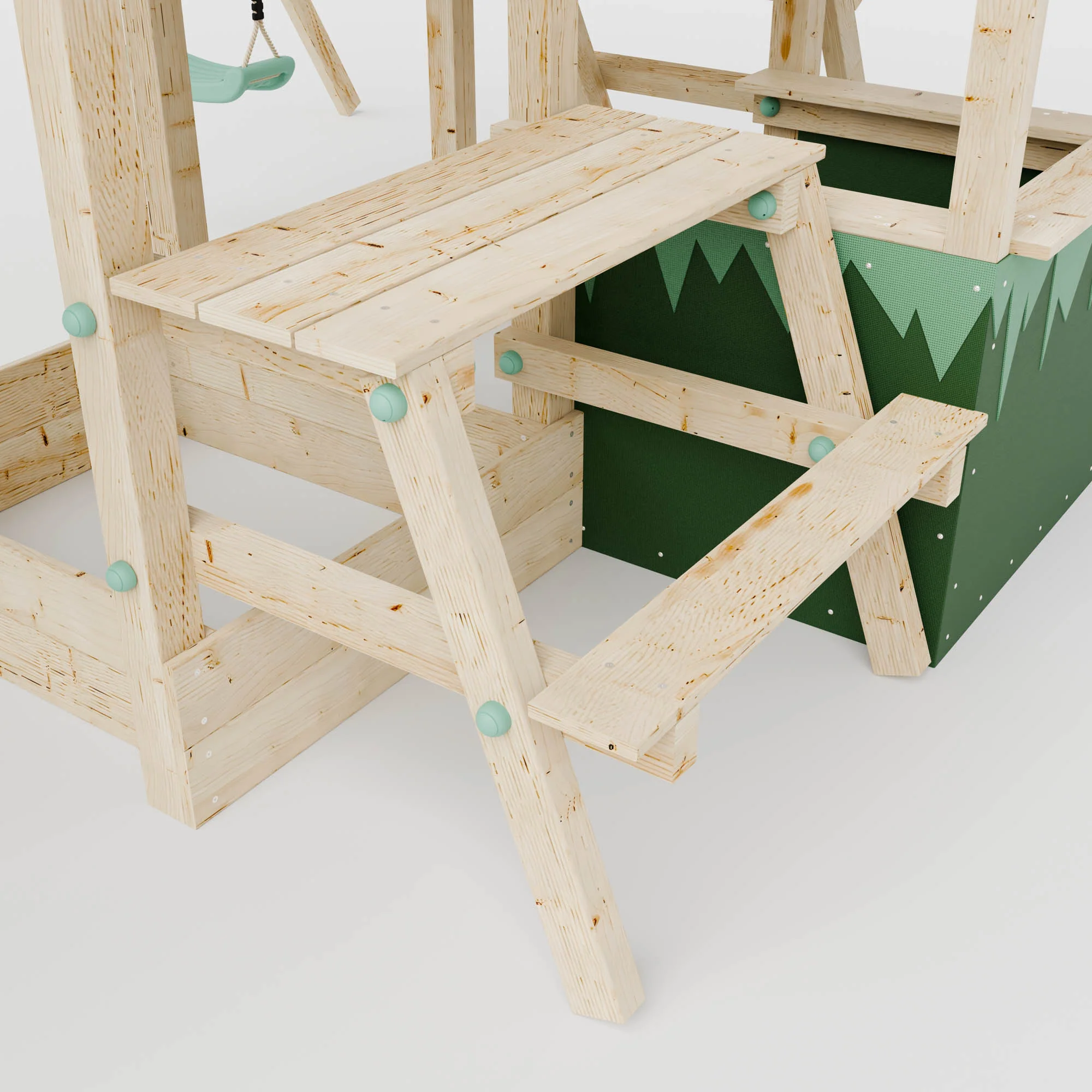 Climbing Frame with Single Swing Extended Height Platform & 2.65m Slide & Shop & Picnic Table - Enchanted Grove Watchtower X - Image 8