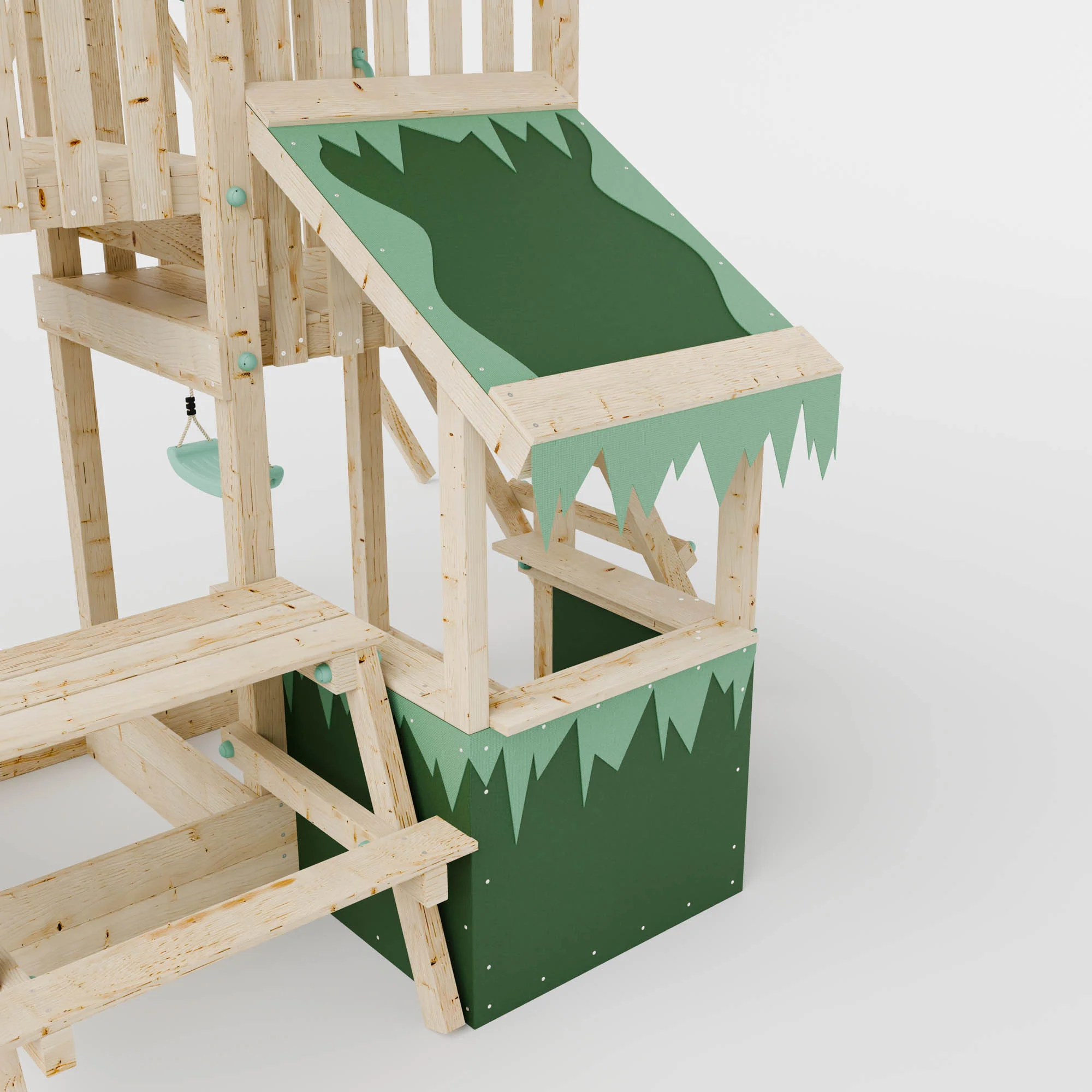 Climbing Frame with Single Swing Extended Height Platform & 2.65m Slide & Shop & Picnic Table - Enchanted Grove Watchtower X - Image 9